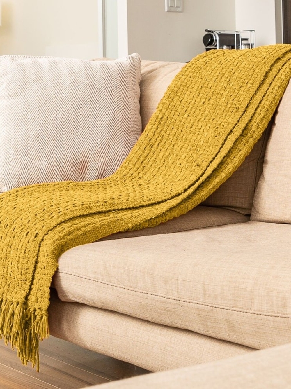 Chenille Basket Weave Throw Blanket 50"×60" DIJON